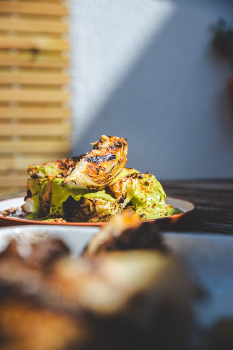 Griddled Hispi Cabbage & Charred Jalapeño Sauce I Eats