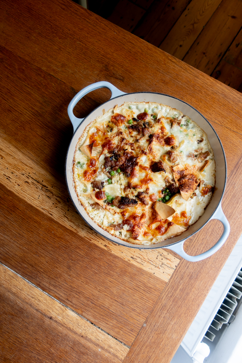 PEA, ARTICHOKE & SAUSAGE (KIND OF ) LASAGNE - Georgie Eats