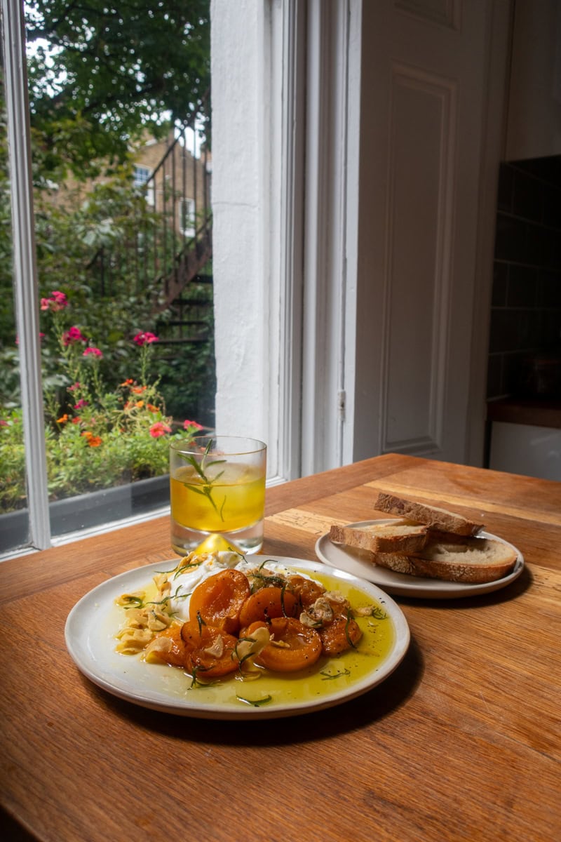 Honeyed Apricots, Burrata & A White Negroni - Georgie Eats