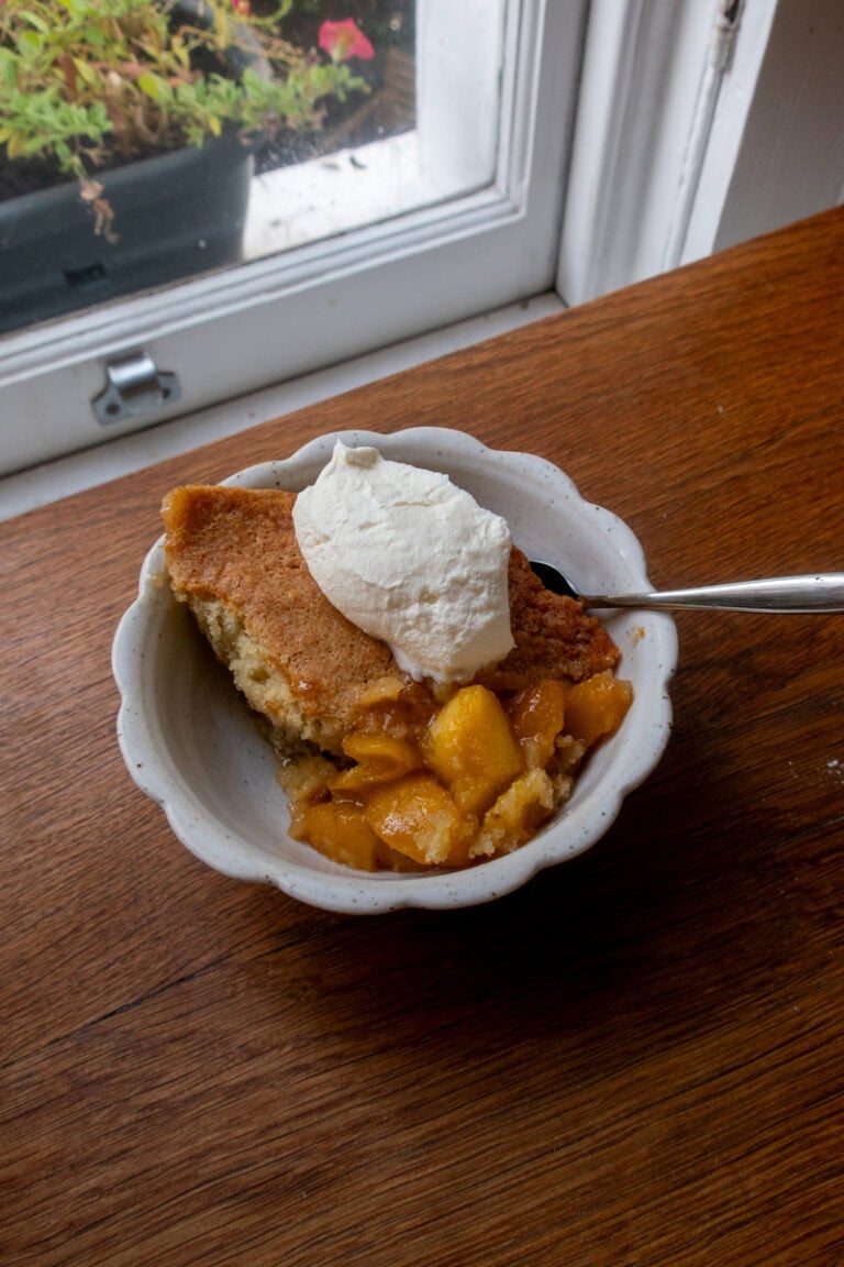 Peach Cobbler, Thyme & Honey Cream - Georgie Eats