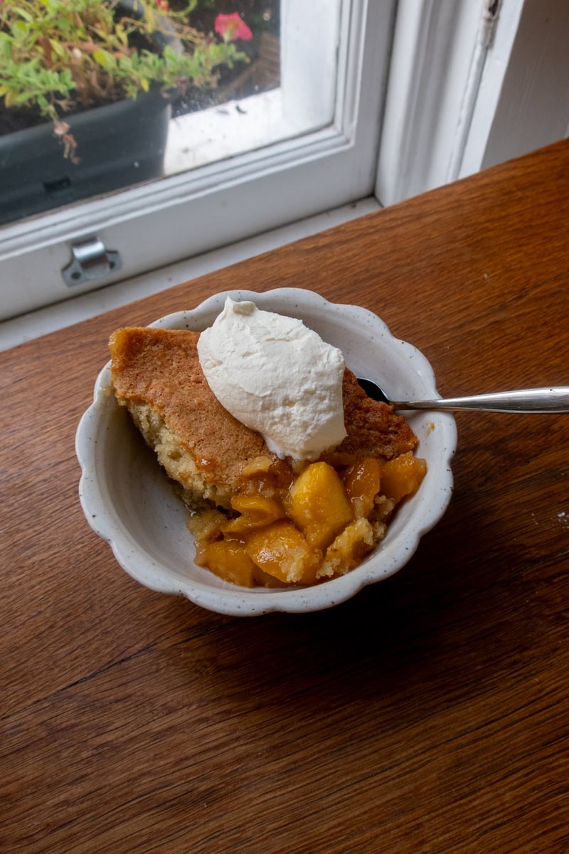 Peach Cobbler, Thyme & Honey Cream - Georgie Eats