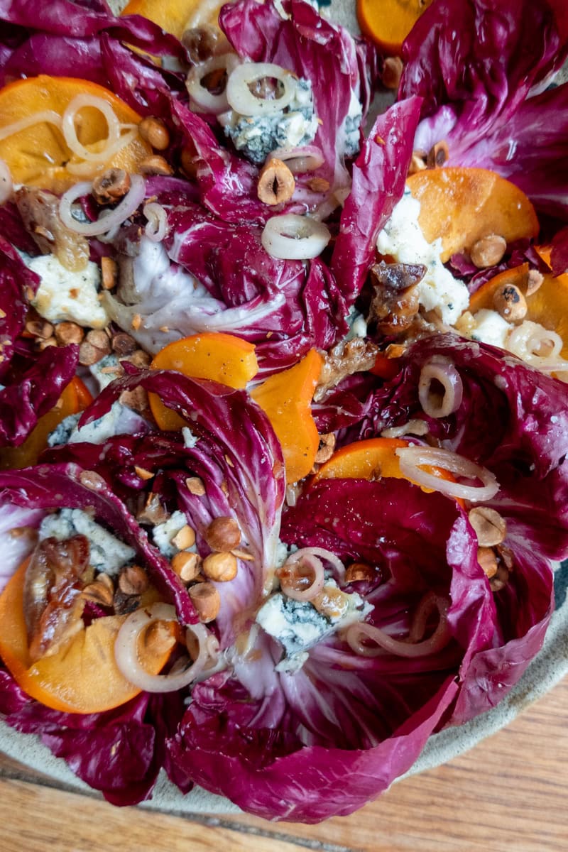 Raddichio, Gorgonzola & Persimmon Salad - Georgie Easts