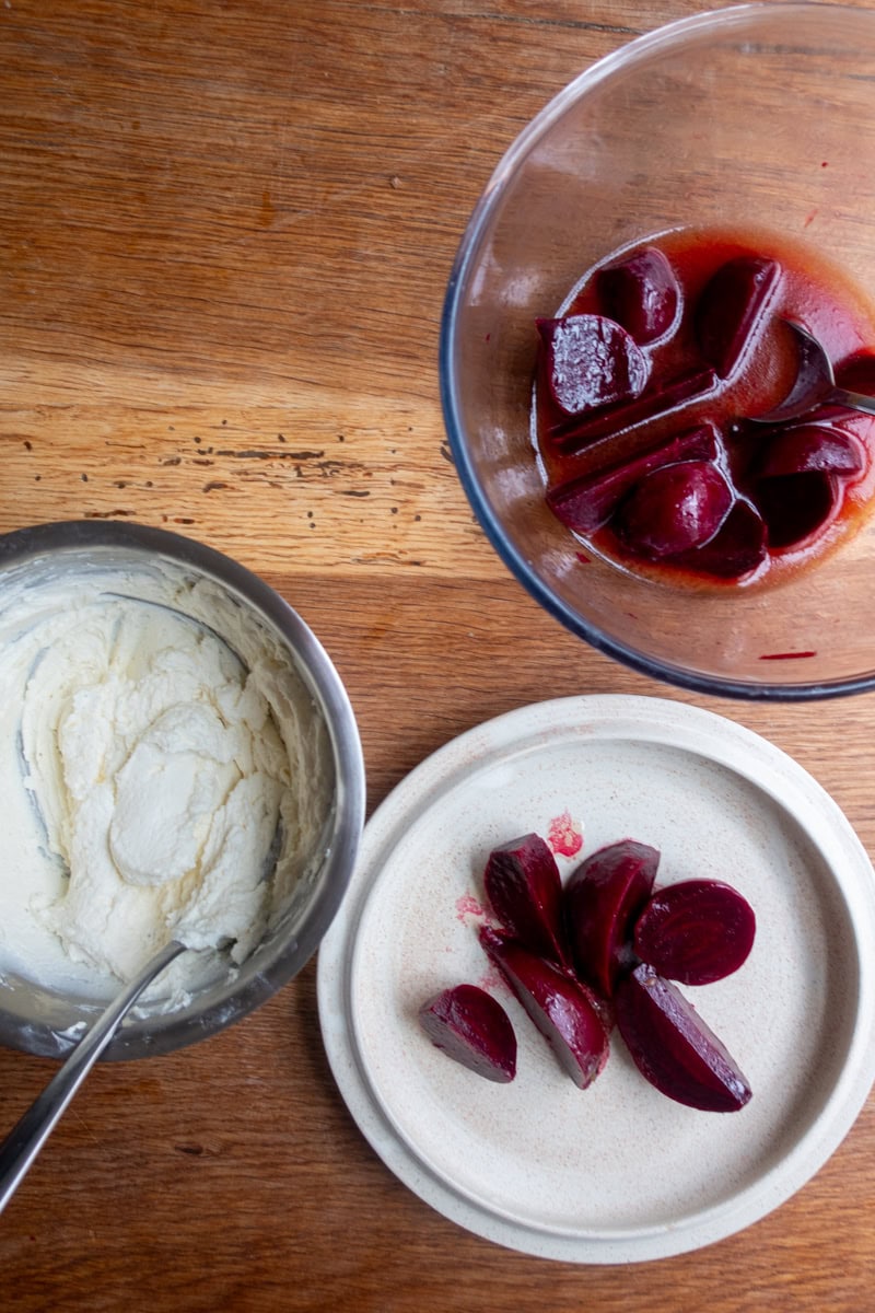 Clementine Cured Beetroot, Whipped Goat's Cheese, Rye Crisps - Georgie Mullen