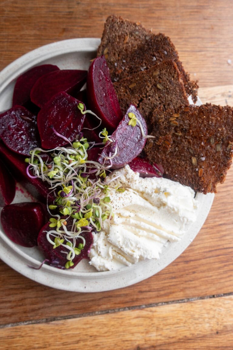 Clementine Cured Beetroot, Whipped Goat's Cheese, Rye Crisps - Georgie Mullen