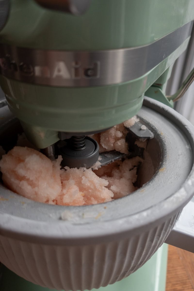 Grapefruit sorbet in a KitchenAid - Georgie Mullen