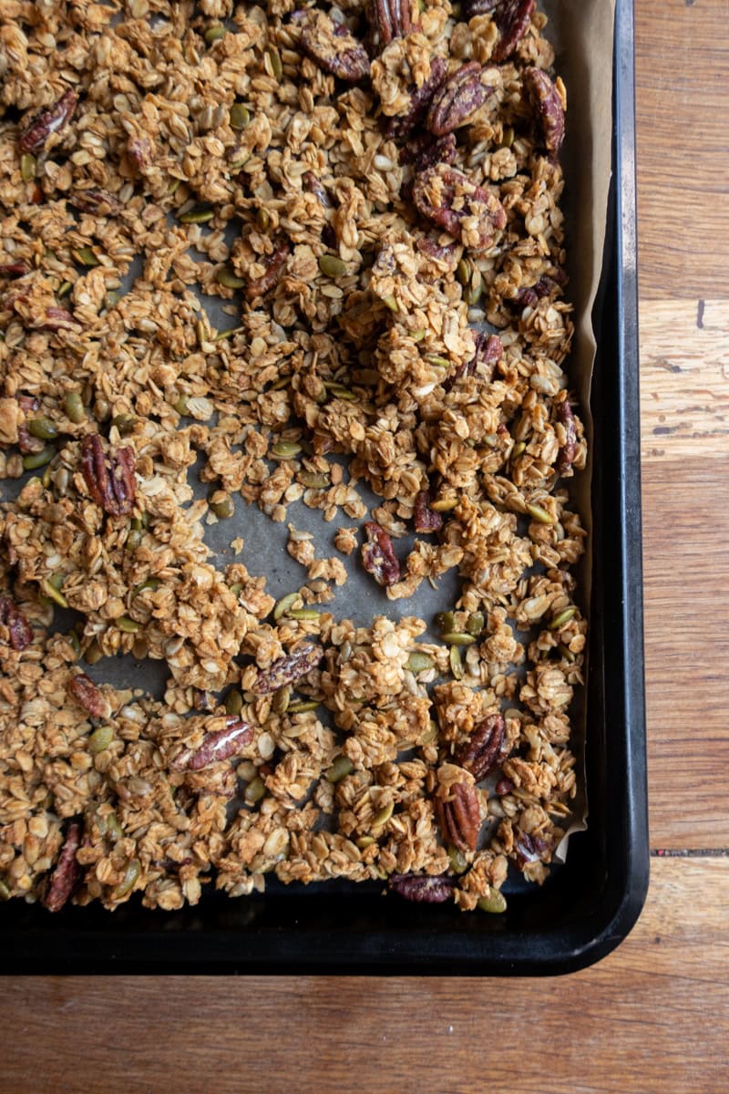 Homemade Ginger Granola On Baking Tray - Georgie Mullen
