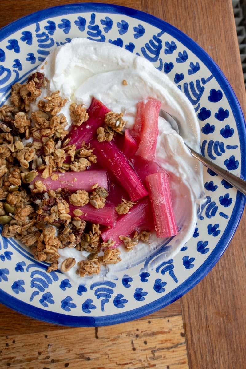 Poached Rhubarb & Ginger Granola - Georgie Mullen