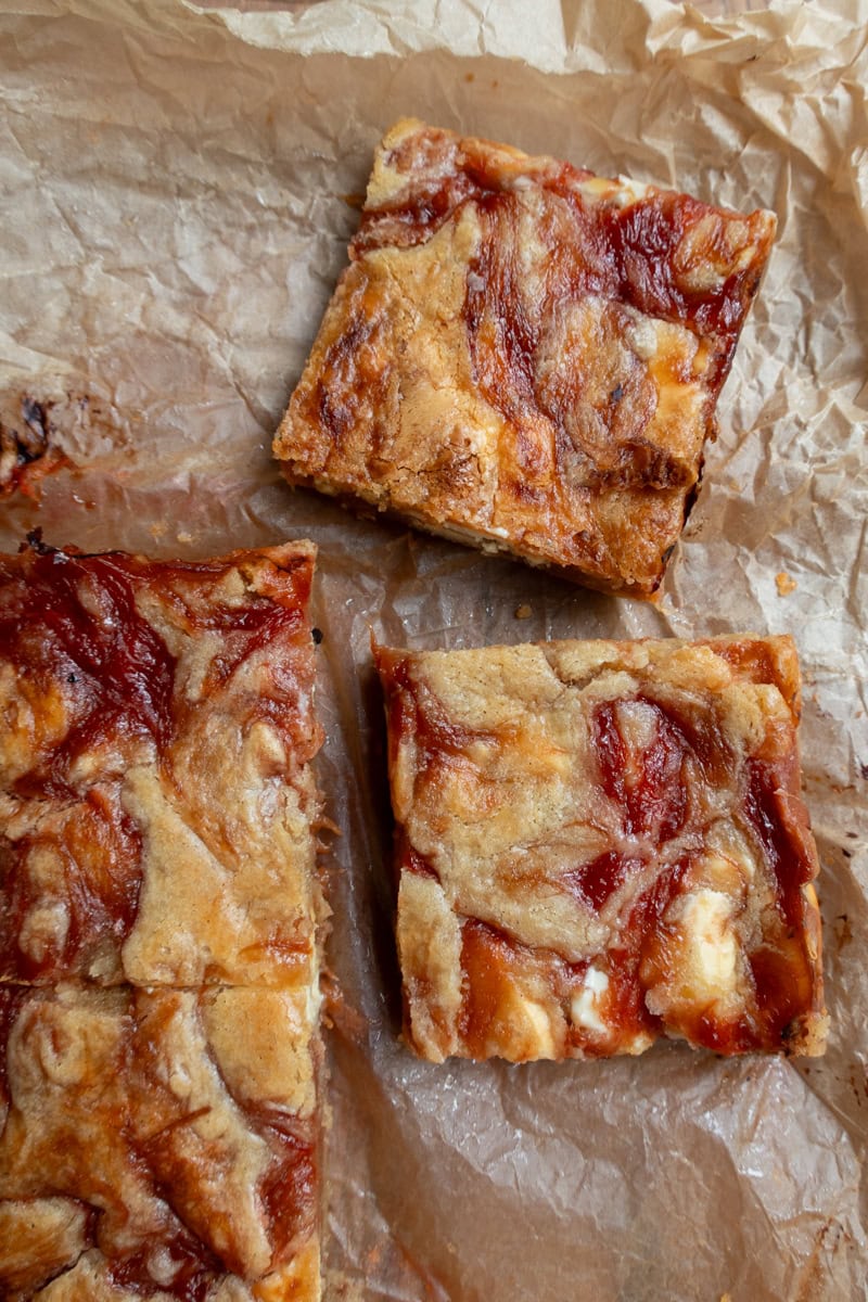 Rhubarb, Cardamom & White Chocolate Blondies - Georgie Mullen