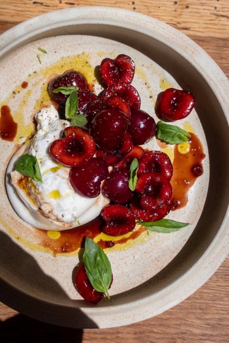 Balsamic Macerated Cherries, Burrata | Georgie Mullen
