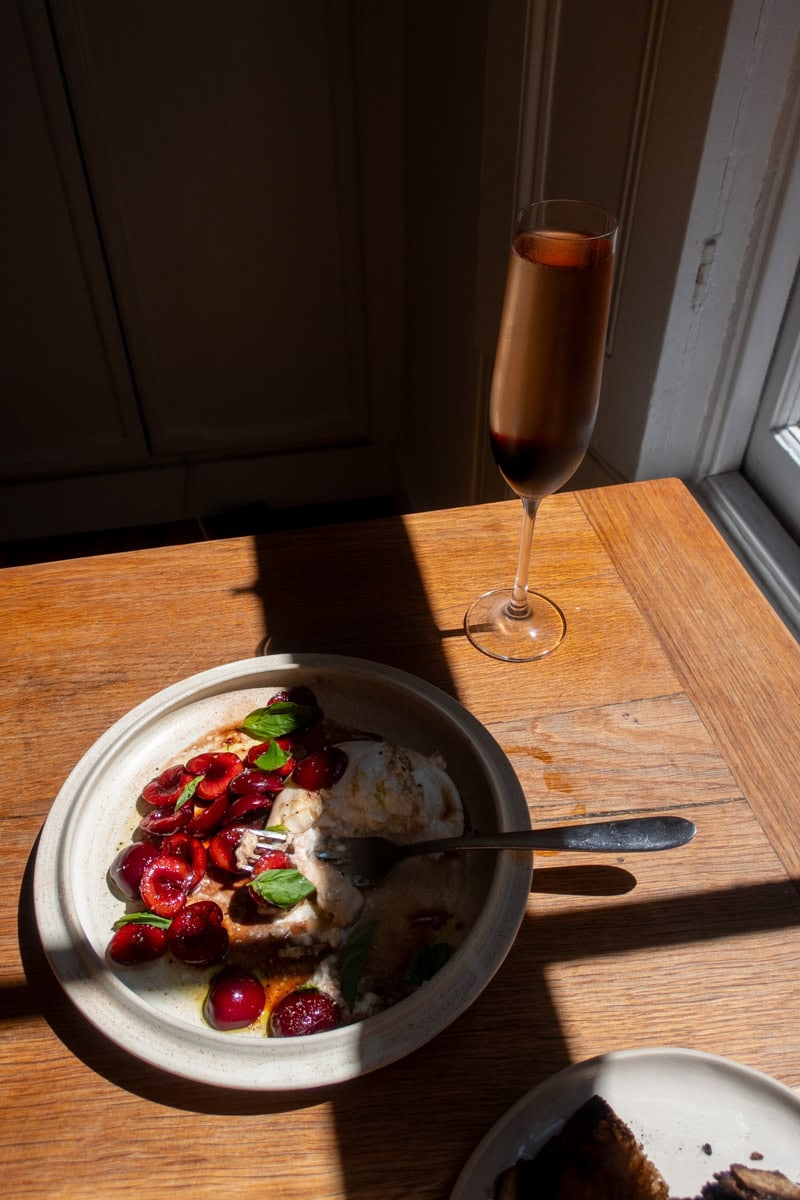 Balsamic Macerated Cherries, Burrata and a Kirsch Royale | Georgie Mullen
