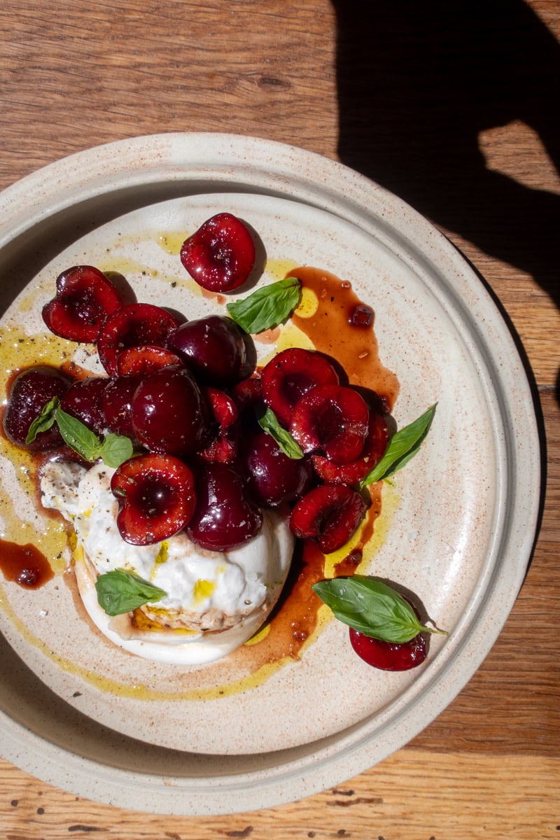 Balsamic Macerated Cherries, Burrata | Georgie Mullen
