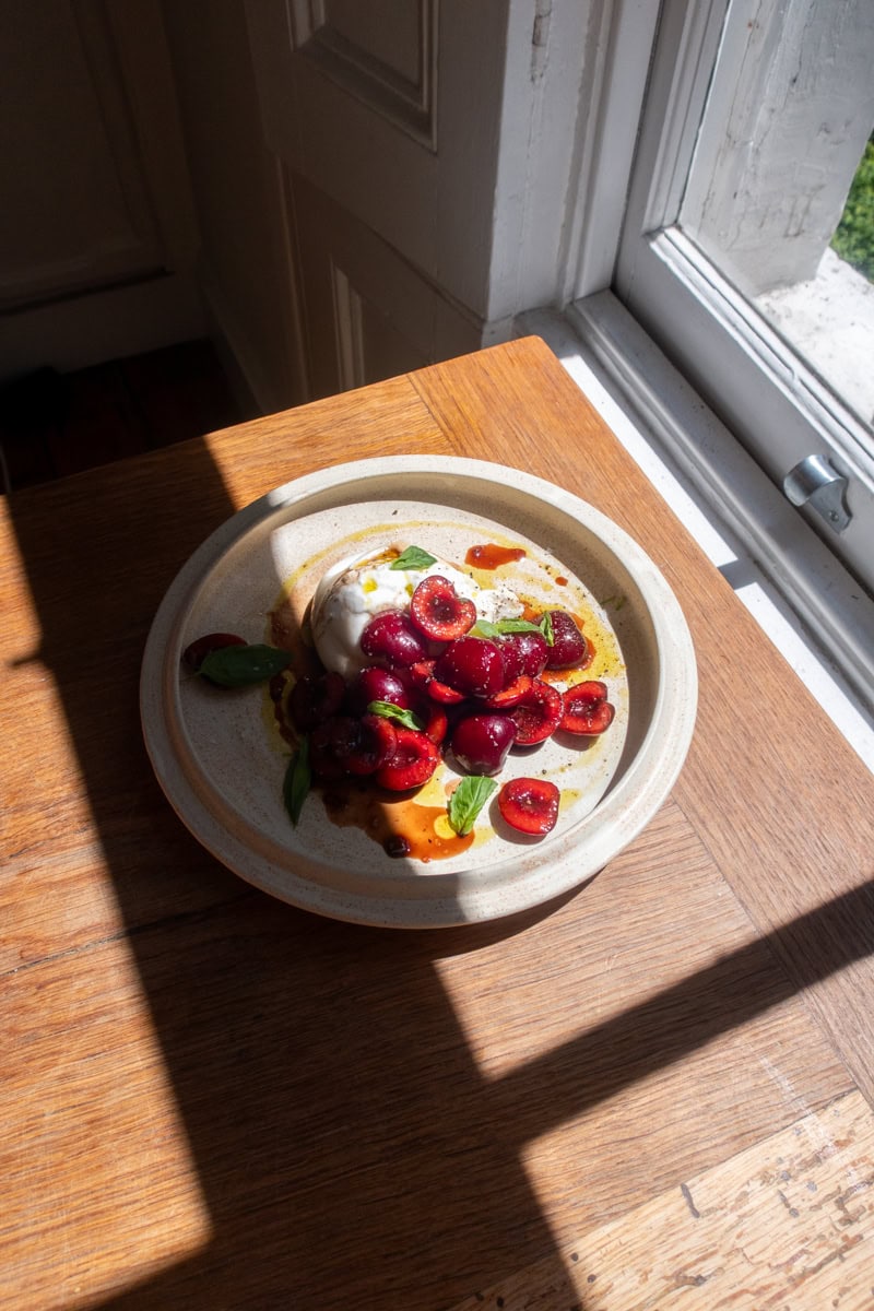 Balsamic Macerated Cherries, Burrata | Georgie Mullen
